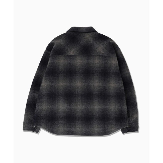 wool shaggy check zip jacket charcoal
