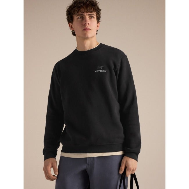 Emblem Fleece Crew Neck Pullover Men's Black