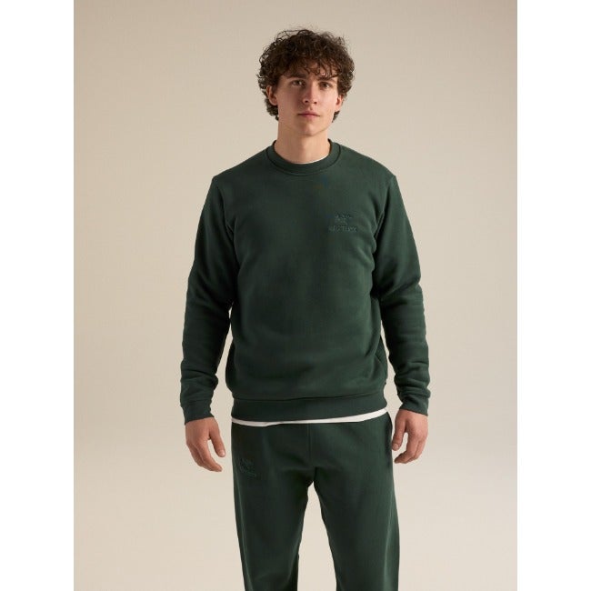 Emblem Fleece Crew Neck Pullover Men's Dark Jade
