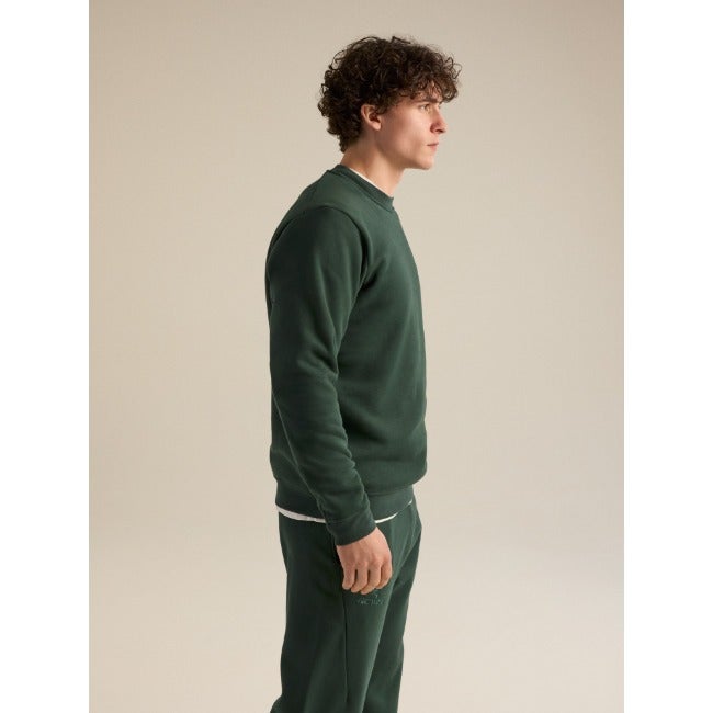 Emblem Fleece Crew Neck Pullover Men's Dark Jade