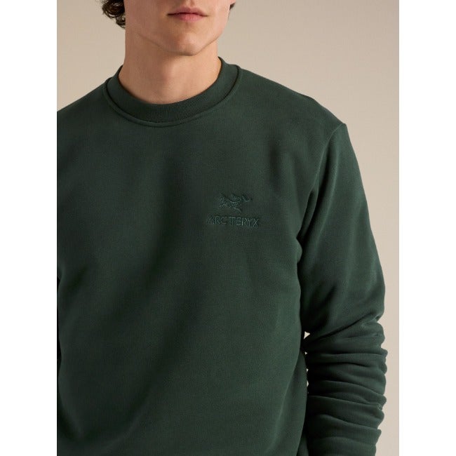 Emblem Fleece Crew Neck Pullover Men's Dark Jade