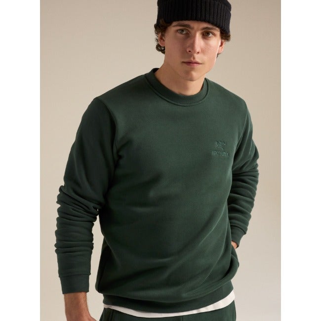Emblem Fleece Crew Neck Pullover Men's Dark Jade