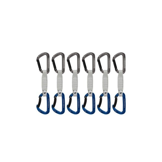 Workhorse Keylock 12 cm 6-Pack Quickdraws Straight Gate/Bent Gate Key Lock, grey-blue